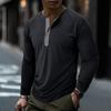 Slimmade rundhalsade långärmade Henley-skjortor för män Casual Solida baströjor 3-knapps sport-t-shirts Atletisk träning fukttransporterande t-shirt för män