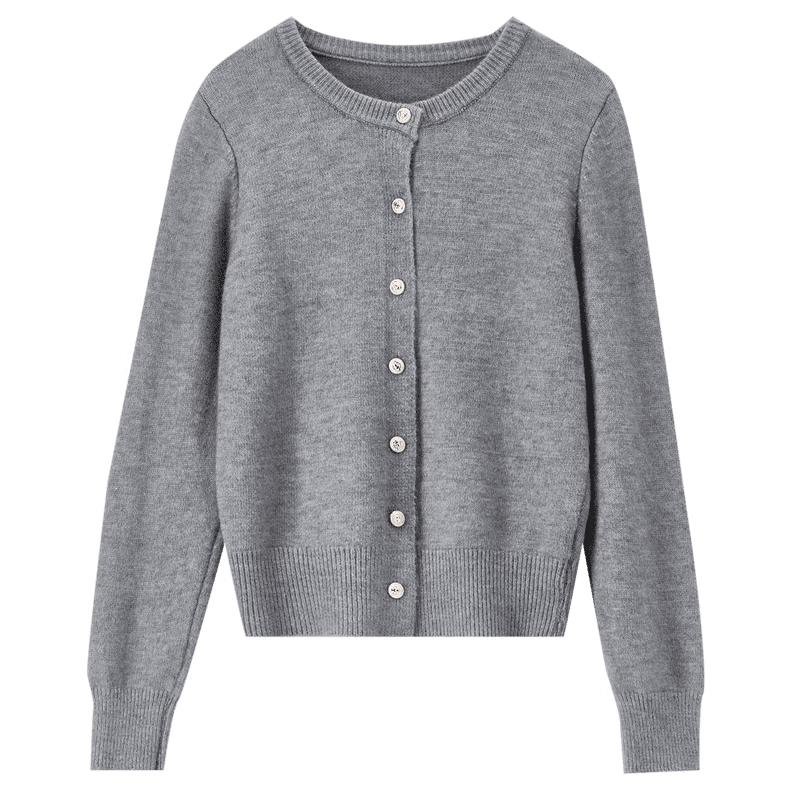 Women's Elegant Round Neck Knit Cardigan