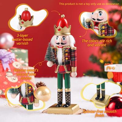25CM Christmas Nutcracker Scottish Striped Soldier Handcrafted Decoration Christmas New Year Holiday Party Decoration Gift