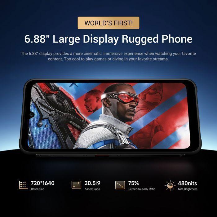 FOSSIBOT F112 Pro - Smartphone incassable 5G 6.88" 120Hz 24GB/256GB (1To) Dimensity 6300 50MP 7150mAh NFC Noir