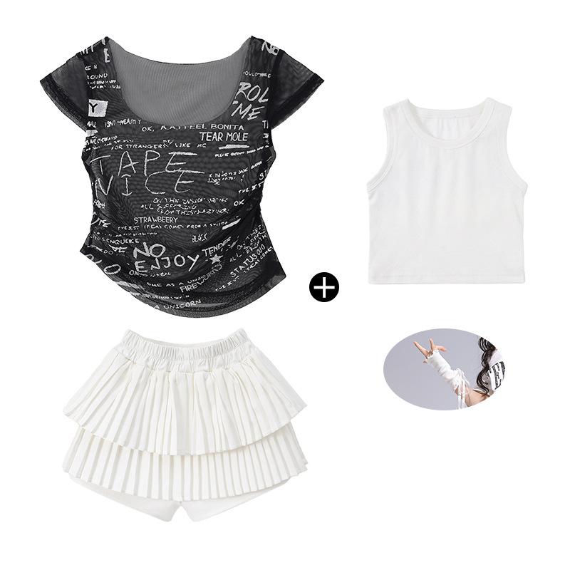 Children's Jazz Dance Costume Girls Sweet Cool Children's Catwalk JAZZ Women's Troupe Vest Girls Street Dance Costume Summer