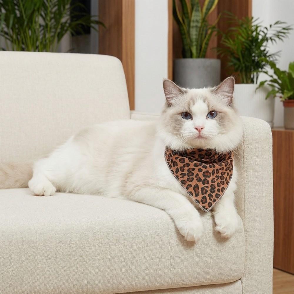 Multipurpose Leopard Print Saliva Towel Adjustable Cat Saliva Towel Pet Triangle Scarf  Party