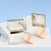 8g Square Loose Powder Box with Gold Trim, Flip Top Elastic Mesh Sifter, Refillable Empty Compact