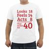 Unisexs Oneck Short Sleeve Tshirt Funny Looks 18 Feels 14 Acts 8 Really 40 40th Birthday Gift Unisexs T Shirts Casual Tees Tops