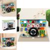 Wooden Childrens Simulated Steering Wheel Led Switch Busy Board Educational Toy For Early Learning
