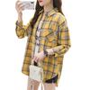 Guooryvner Long Sleeve Checked Loose Plus Sizes Cut and Women's Blouse, T-Shirt, Stand-Up Collar, Top, Lightweight, Fit, Cute, Stylish, Available,
