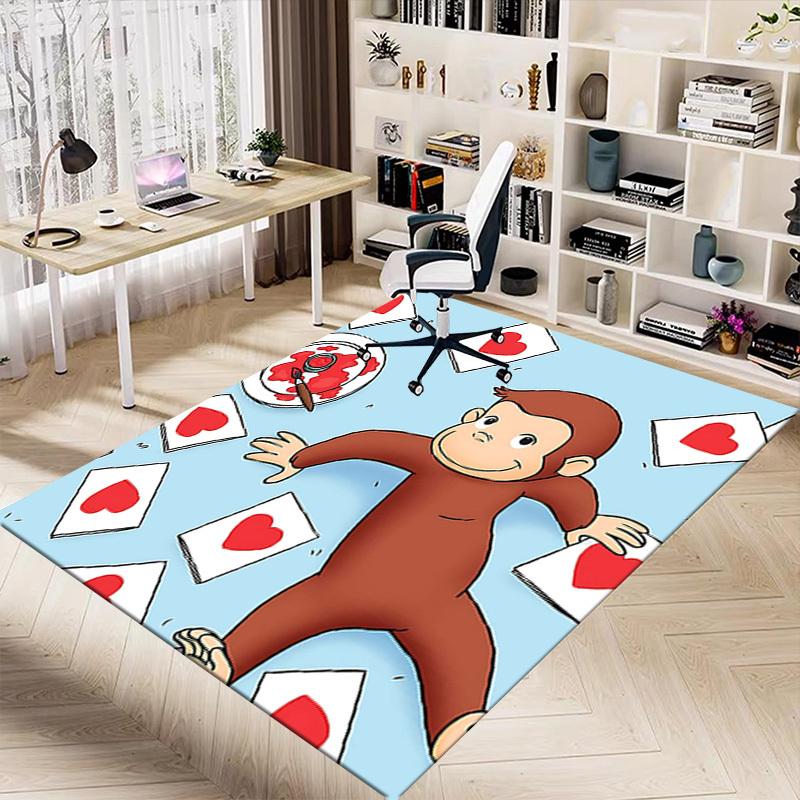 1PC curious george heart Non-Slip Floor carpet, suitable for Office, bedroomand playrooms. It can also be used as a sofa footrest cover-T21