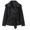 Women V-neck Lapel Belt Trench Coat Fashion Lace Up Full Sleeve Button Short Thin Windbreak 2026 New Lady Daily Street Outerwear