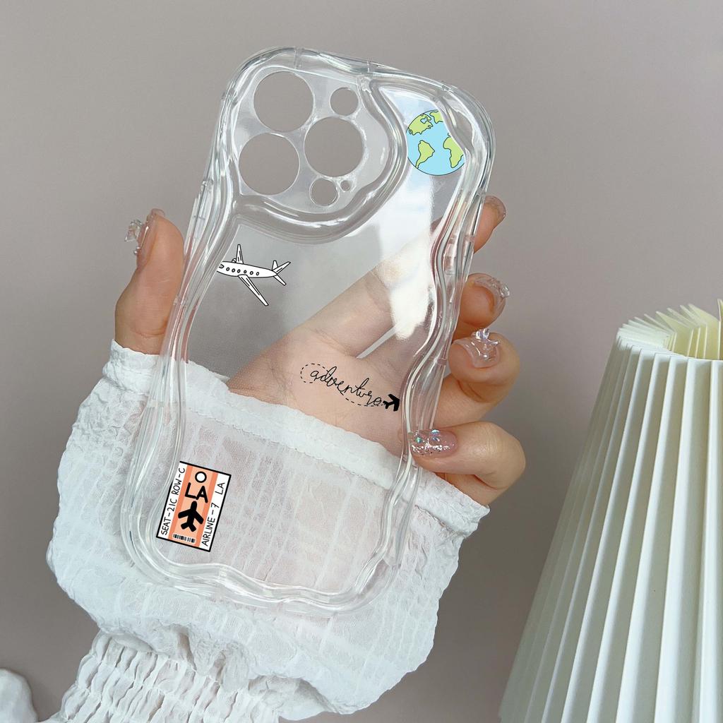 N68 Airplane flight trajectory art Soft Wavy Phone Cases for iPhone 14 Pro Max 13 mini 15 Plus XR 7 8 6 XS Max 12 11 Protective Bumper Cover