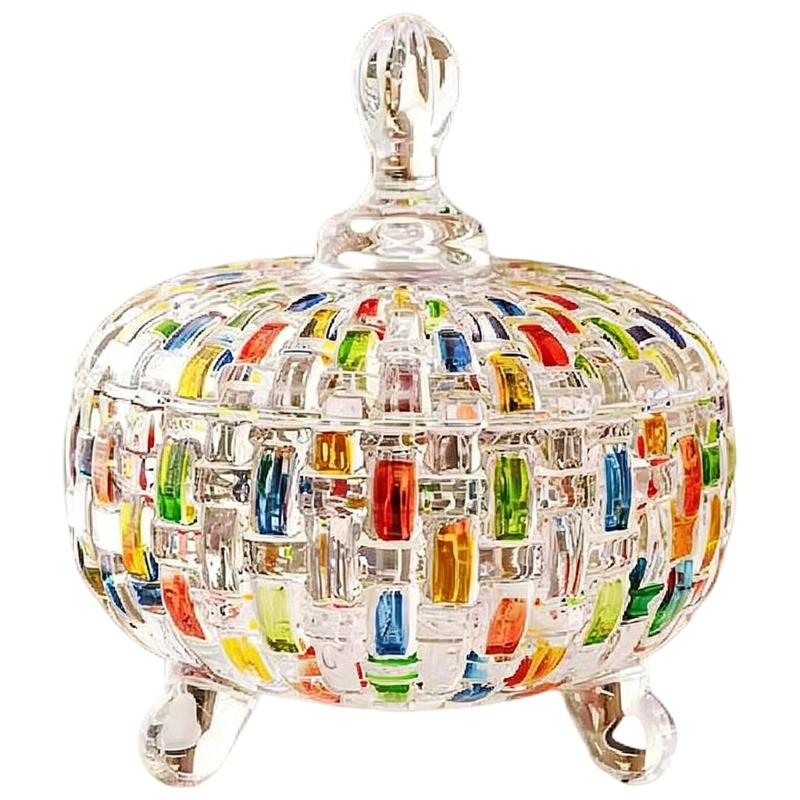 Bunte Glasbehälter mit Deckel Kristallgläser Süßigkeitenschalen Schmuckschatulle für Hochzeit, Weihnachtsfeier Dekorative Süßigkeitenschale