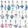 Summer Series 925 Silver Charms Bead Blue Marine Life Pendant Fit Bracelet For Women Jewelry Gift