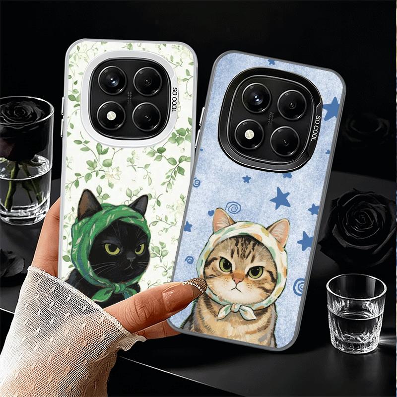 Cute Floral Headscarf Kitten Soft Phone Case for Xiaomi Redmi Note 13 14 15 Pro Plus 12S 12 11S 11 11T 10S 10 Shockproof Cover B