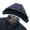 Mens Detachable Inner Liner Down Jacket Winter Warm Hooded Mid-Length Parka Middle-Aged Senior