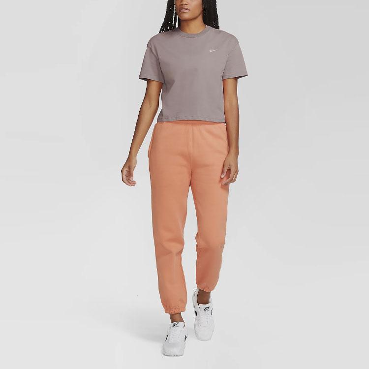 Nike Casual Solid Color Logo Short Sleeve Round Neck T-Shirt Women Tops Malt-Yellow DA0324-245