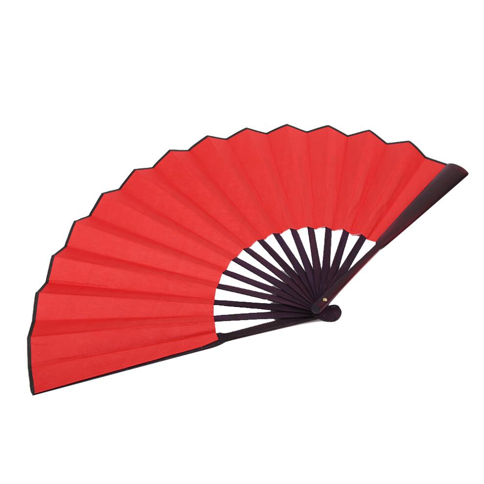 Bamboo Hand Fan, Elegant Event Accessory, Traditional Folding Fan For Cultural Celebrations, Chinese Silk Fan With Solid Wood Handle, Red 10 Inch Craf