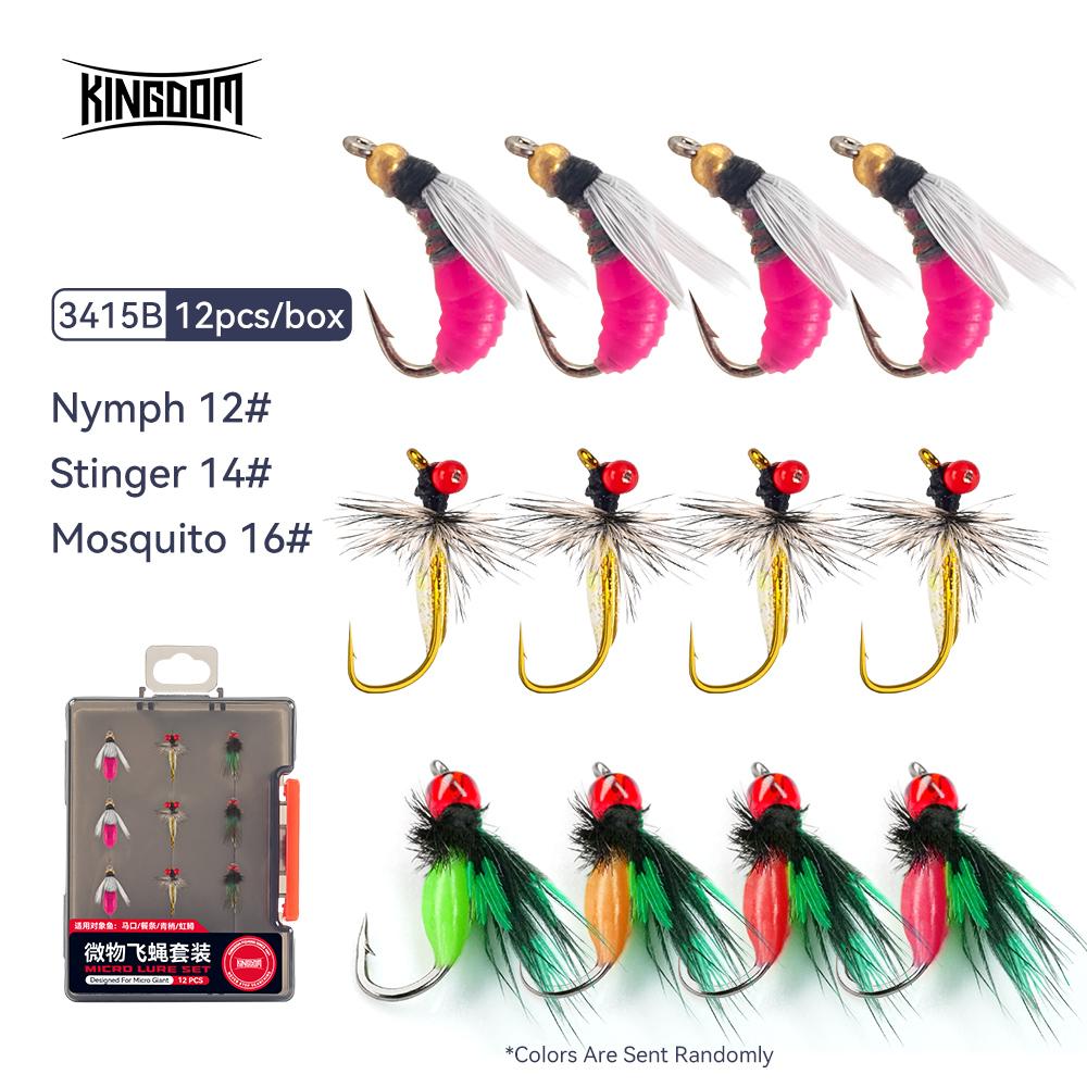 Kingdom MICRO FLY LURE SET 12pcs/box Flying Bait Hooks Stream Shallow Water Bionic Bait