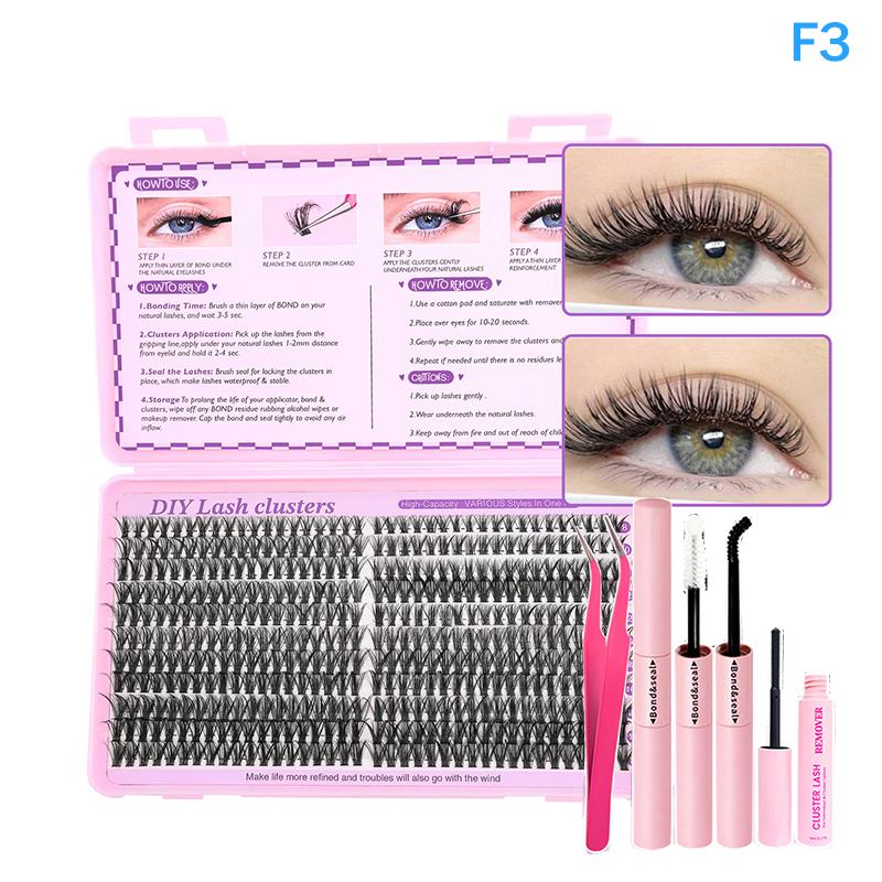 Lashes Cluster Diy Lash Extension Mixed Tray Clusters Eyelashes Fluffy Individual Lashes With Lash Bond And Seal And Tweezers