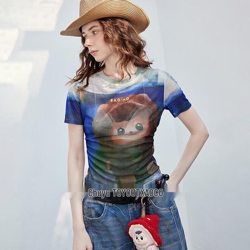 Chuyu Bao-ao Co-branded Mesh Short Sleeve T-Shirt S