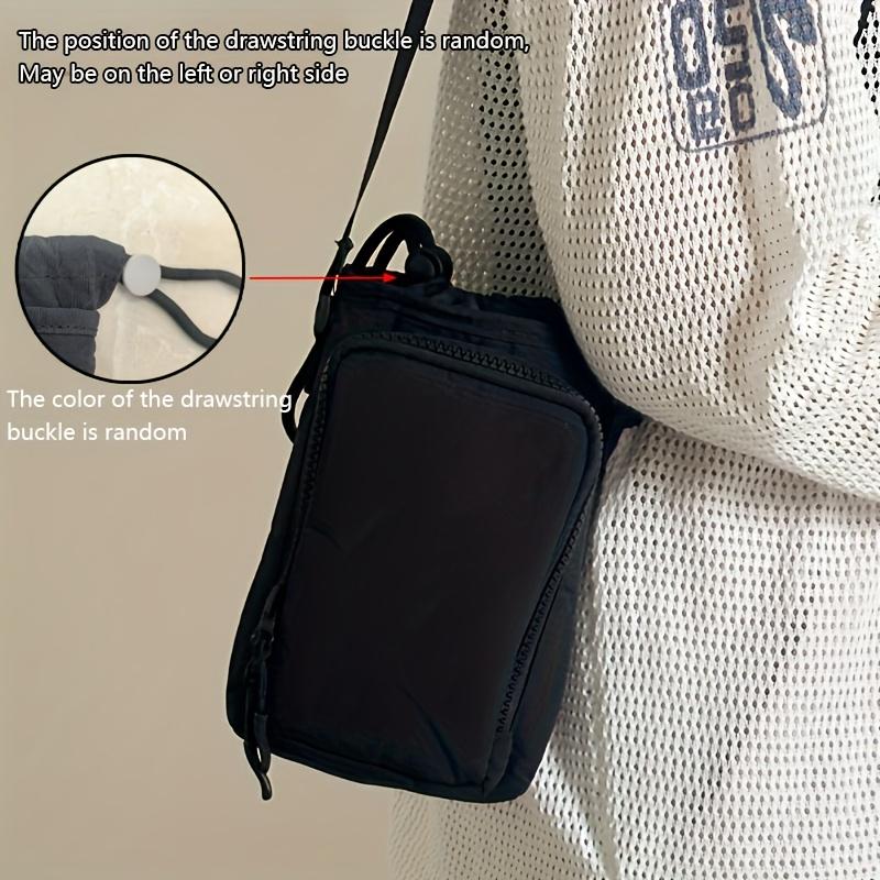 Adjustable Strap Nylon Crossbody Bag with Bottle and Phone Pocket, Zipper Closure - Available in Orange, Light Green, Light Blue, Gray, Black