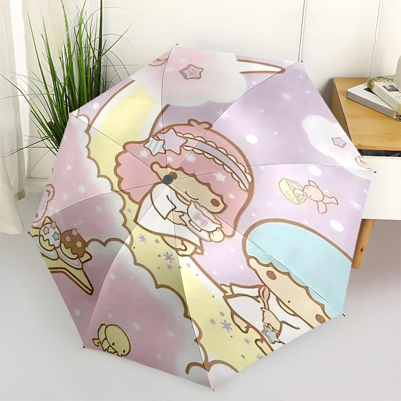 

1pc Unicorn Clouds & Stars Fantasy Automatic Opening/Closing Umbrella - Portable Tri-Fold Design with 8-Bone Iron Frame, Perfect for Outdoor Use, Fest