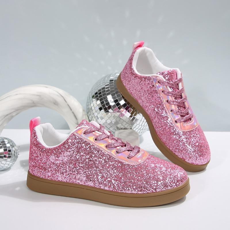 2025 Women's Sneakers Luxury Sequined Casual Shoes Fashion Outdoor Vulcanized Shoes for Women Lace Up Flats Zapatillas De Mujer