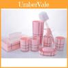 Plastic Bathroom Set With Grid Pattern Includes Soap Dispenser Shampoo Bottle And Storage Jars For Home Use
