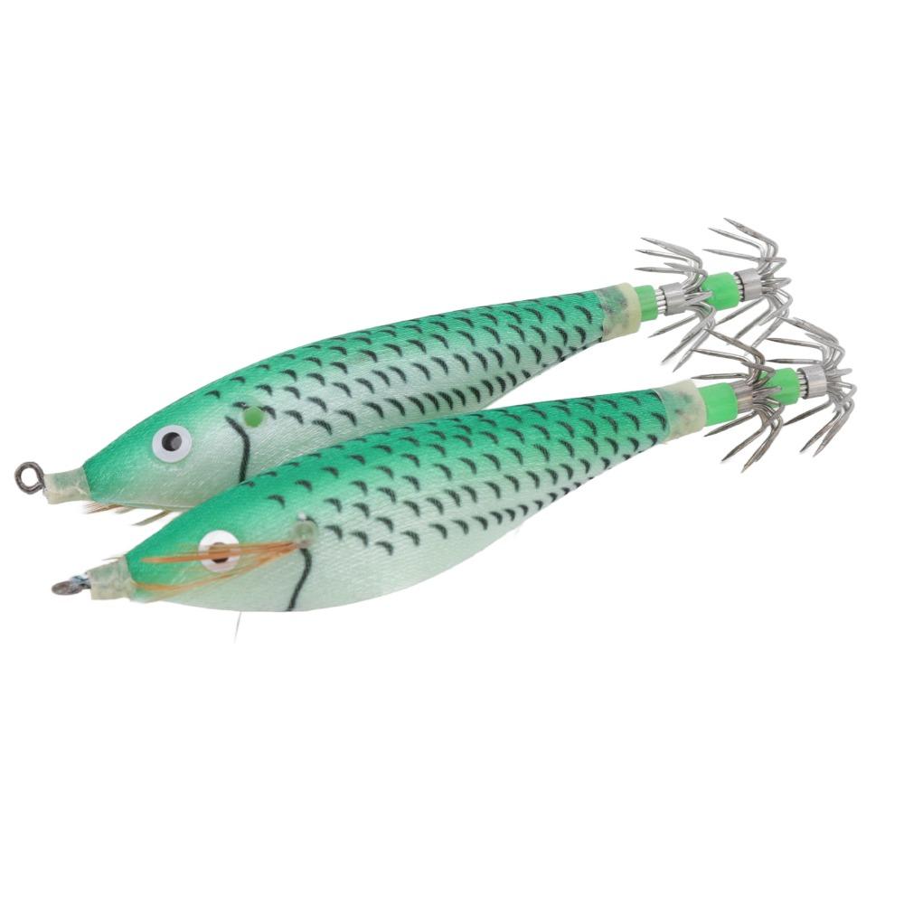 14PCS Luminous Squid Jig Double Row Hooks Fishing Bait Durable Squid Hook Lure Freshwater Fishing