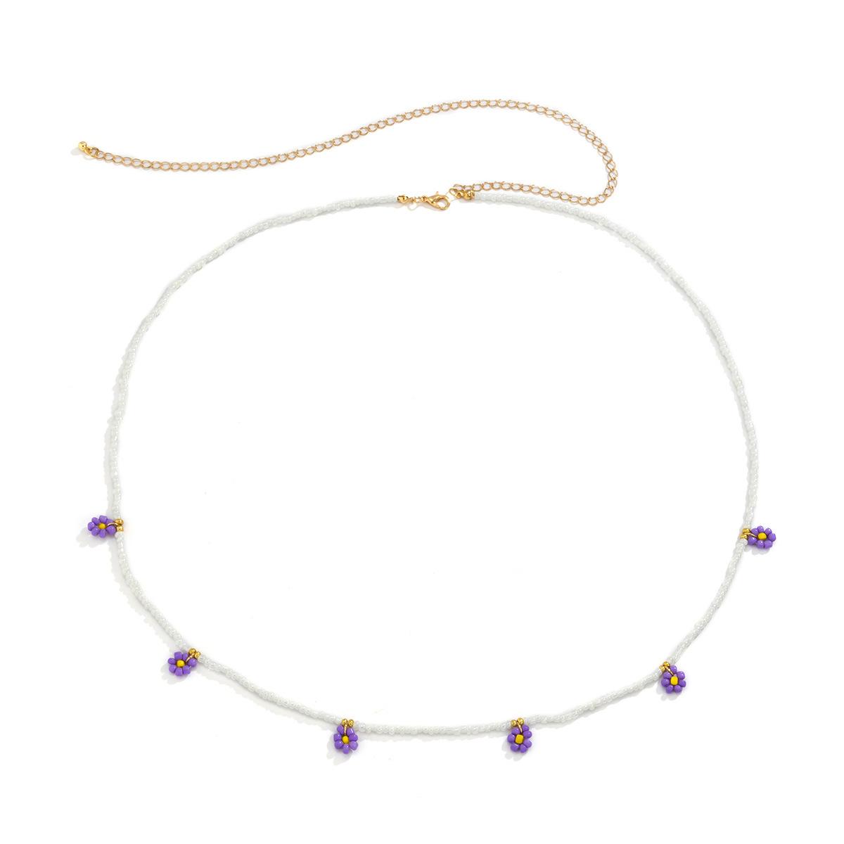 

Accessories, Idyllic Daisy Flower Waist Chain, Sweet And Cool Wind Colored Rice Beads Woven Body Chain Female