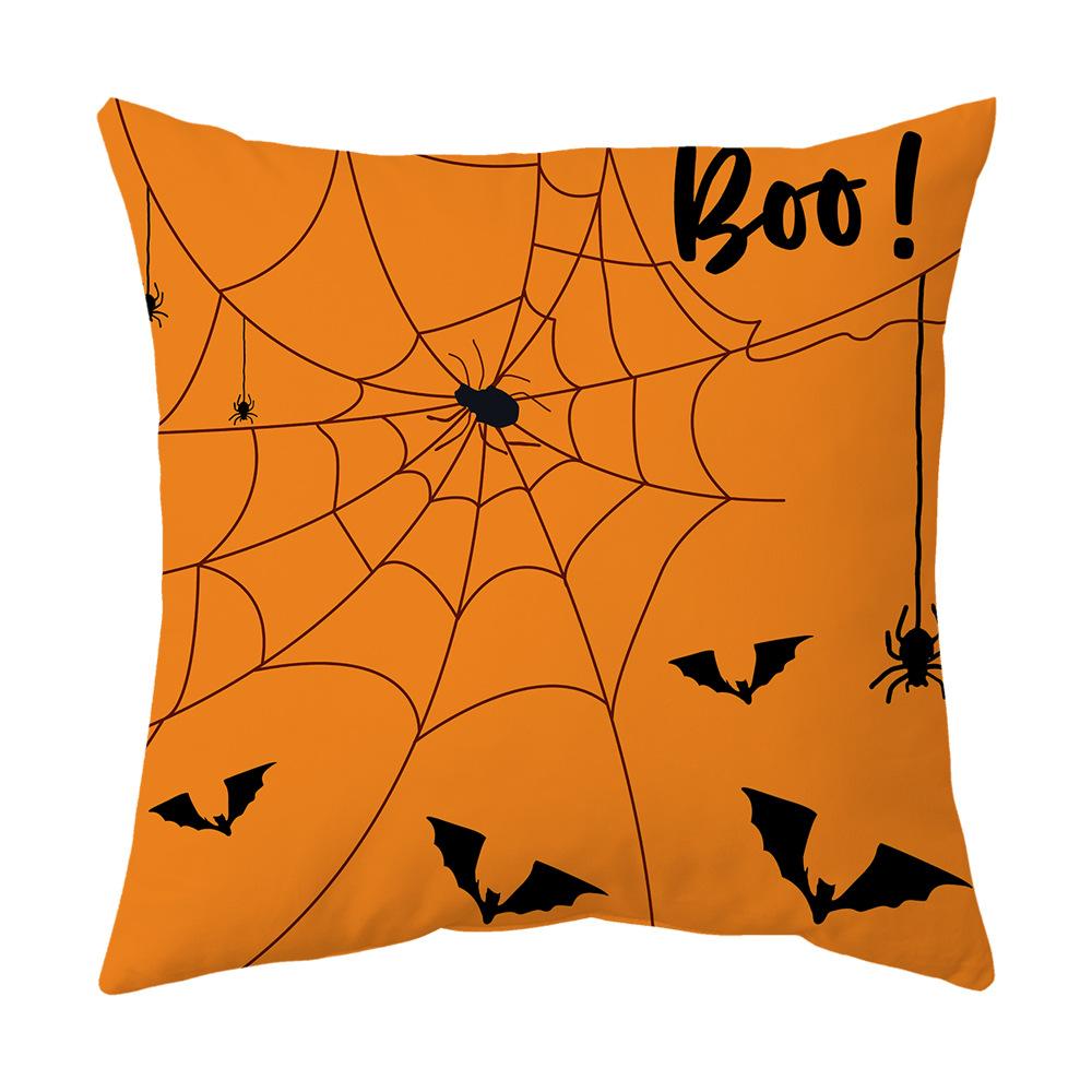 Halloween Pillow Case Orange and Black Horror Castle Spider Web Printed Cushion Cover Halloween Pillowcase Party Decorations