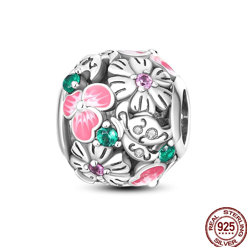 Spring Charm Copper Four-Leaf Clover Butterfly Dragonfly Pendant Beads Suitable For 3Mm Original Bracelet Diy