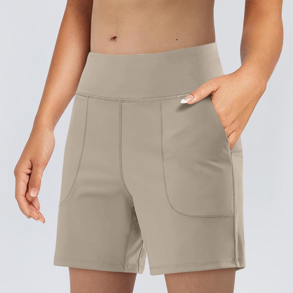 Pantaloni scurti de alergare pentru damă, pentru antrenament, stratul sport, pantaloni scurți activi cu buzunare