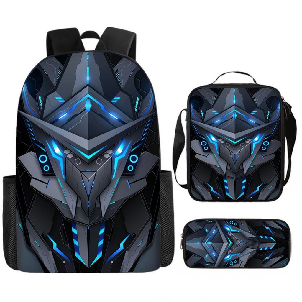 Conjunto de Mochila Escolar Mecânica Infantil - Mochila Escolar de Grande Capacidade com Bolsa de Ombro e Estojo para Estudantes