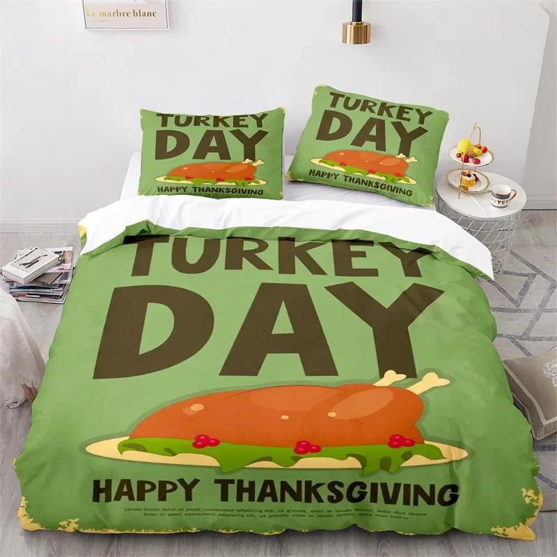 Comforter Thanksgiving Day Twin King Cartoon Pumpkin Turkey Bedding Set Microfiber Maple Leaves Comforter For Boys Teen