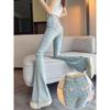 Pfirsichton Micro-Flare High-Waist Jeans mit Schleifen-Detail - Frühjahr/Sommer 2026