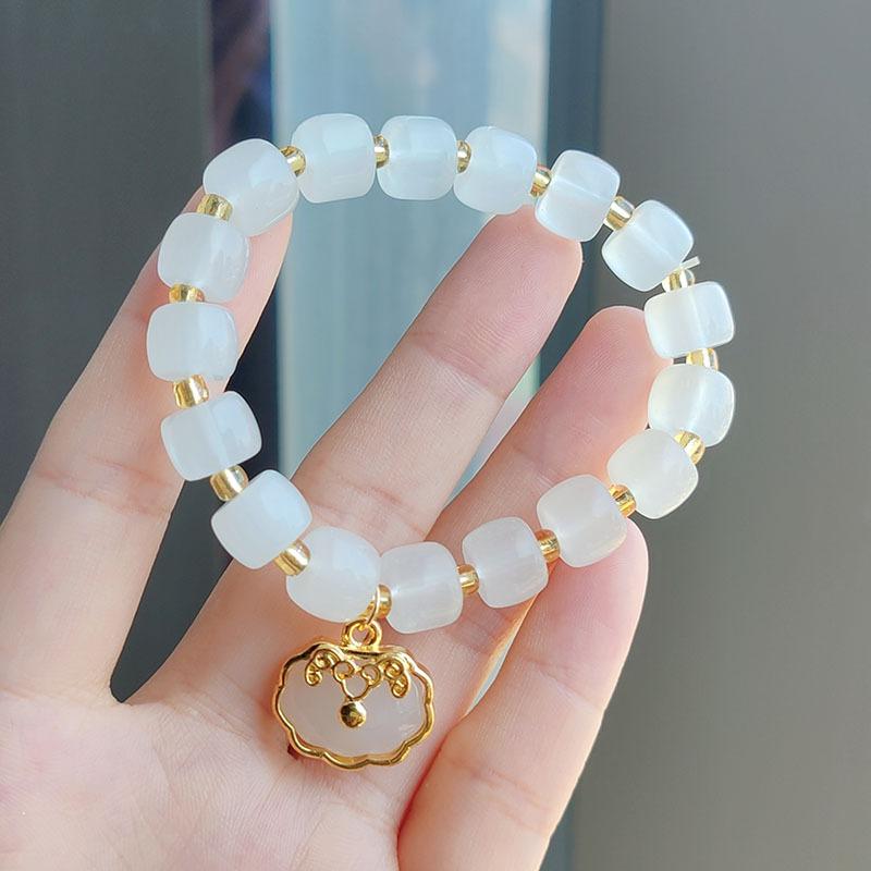 Jade beads small peach blossom woven bracelet female minority design students best friend gift beads bracelet knitting