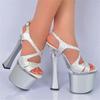 20CM Hate Sky High Heels High Heels, Lackleder Dicker Absatz Wasserdichte Tisch Glitzer Sandalen