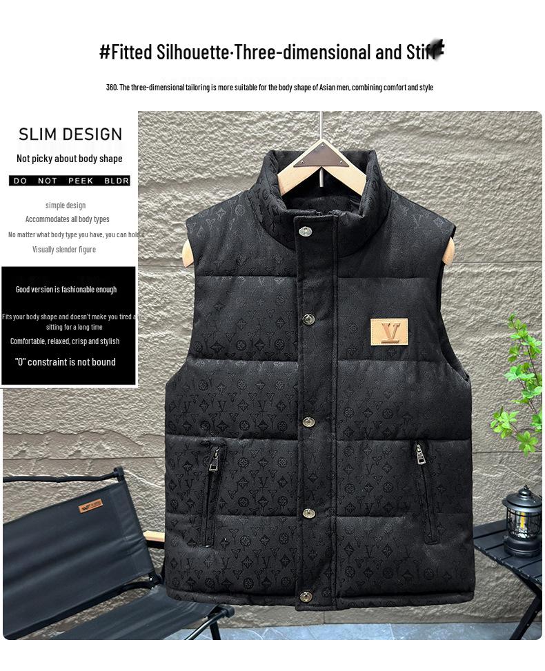 Men's Stand Collar Sleeveless Cotton Vest - 2025 Autumn/Winter Collection