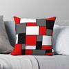 Neoplasticism Red Gray Rectangles Square Pillowcase Polyester Linen Velvet Creative Zip Decorative Home Cushion Cover X