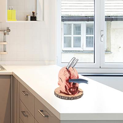 Resin Bloody Head Knife Storage Rack Is Suitable For The Spooky Head Knife Holder Ornaments In Bar Haunted Houses And Kitchens