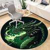 1pc Green Dragon Illustration Carpet, Round Non Slip Durable Large Size Office Carpet, Suitable for Office
