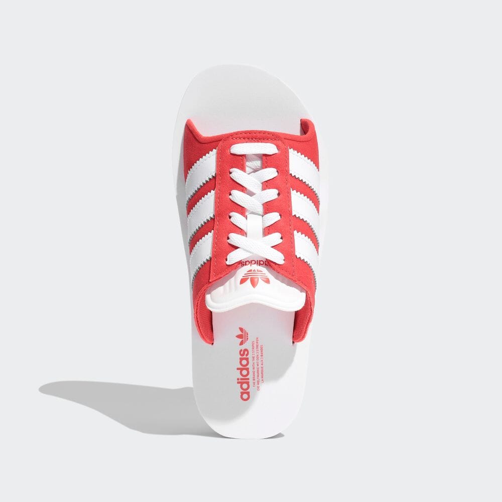 Adidas GAZELLE PLÁŽOVÉ NAZOUVÁKY Červené Sandály Nazouvací Unisex ORIGINALS JQ7424 Červená/Obuv Bílá/Obuv Bílá