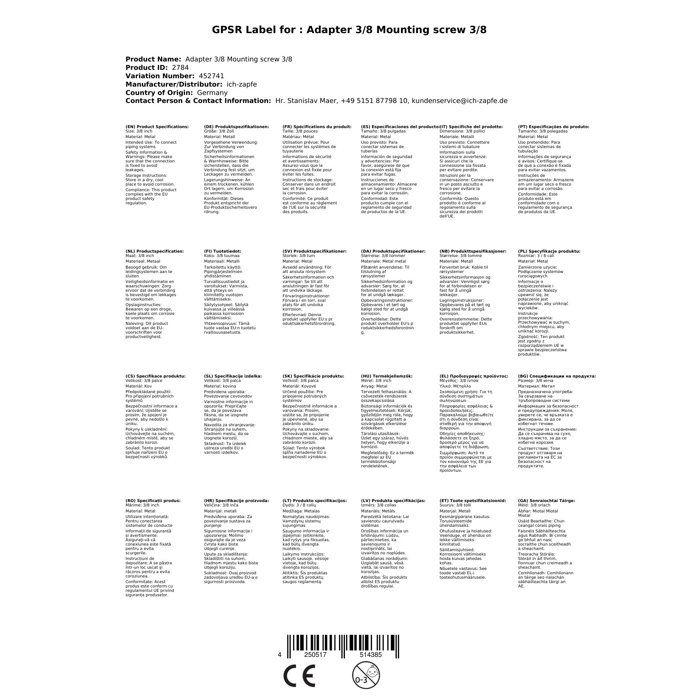 Adaptateur 3/8 à visser 3/8 Bouchon