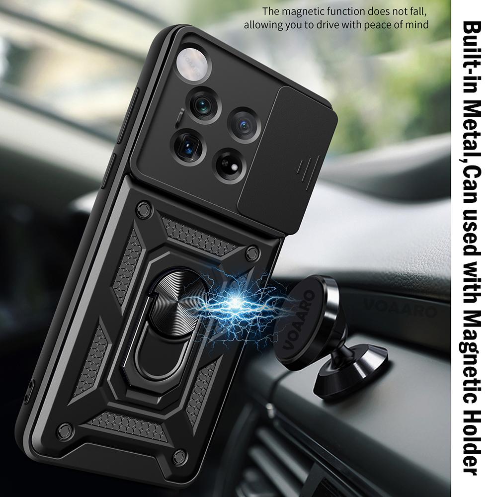 Slide Lens Camera Protection Funda for Oneplus 12 Case for Oneplus 12 Armor Case Magnetic Ring Stand Cover Shockproof Back Capa