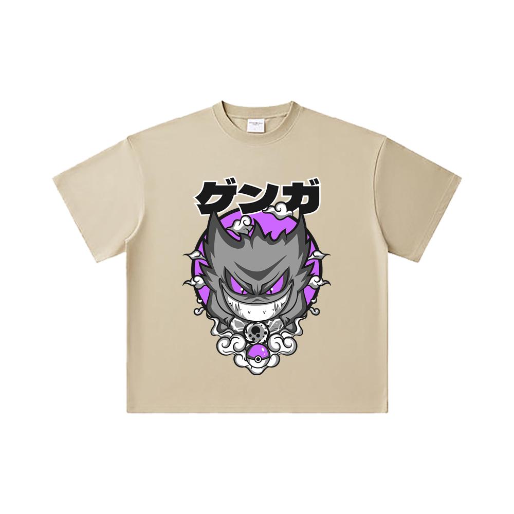 260 GSM Double Yarn 32 Count 100% Cotton Pokemon V10 Gengar Print Unisex Heavy Cotton T Shirt