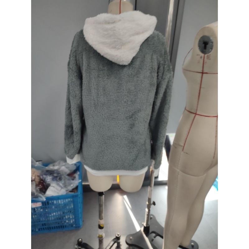 Women S Loose Plush Zip Up Hooded Coat For Autumn Winter