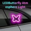 Car Window Wireless LED Ambient Light 5V USB & Solar Powered Butterfly Shaped Neon Lamp for Night Driving Interior Decor Accessories Romantic Gift