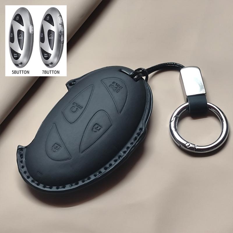 Car Remote Key Case Cover for Hyundai Grandeur GN7 Kona Ev 2023 Ionic 6 5/7 Bottons Leather Keychain Durable Luxury Accessories
