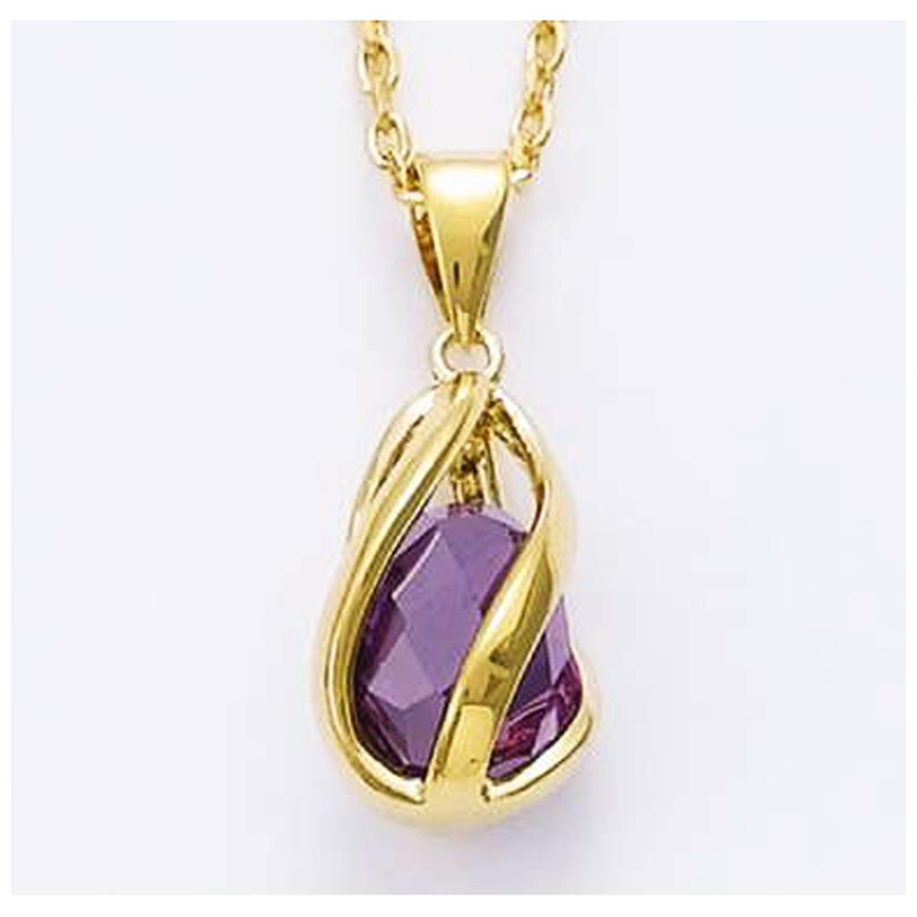 Les Trésors De Lily [R3674] - Gold Plated Pendant 'Linda' Golden Purple - 17x9 Mm
