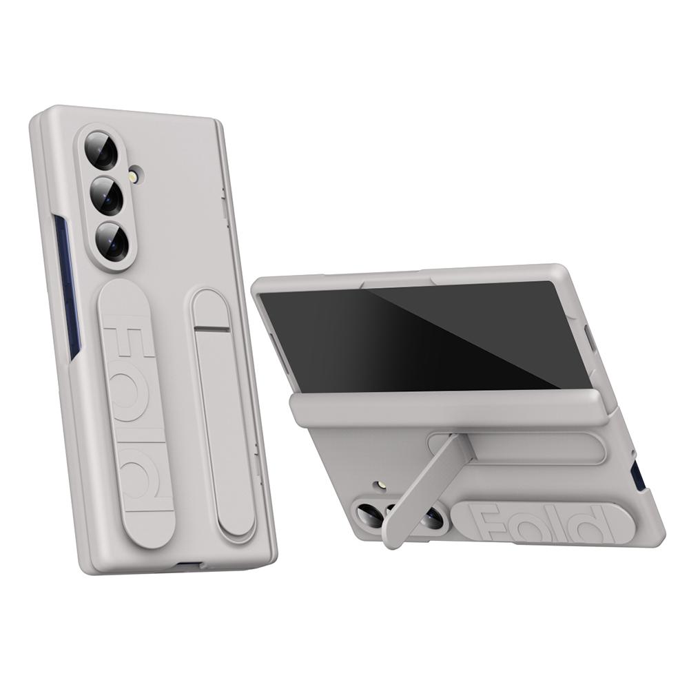 For Samsung Galaxy Z Fold7 5G Case with Tempered Glass Film Silicone Wristband Kickstand PC Phone Cover