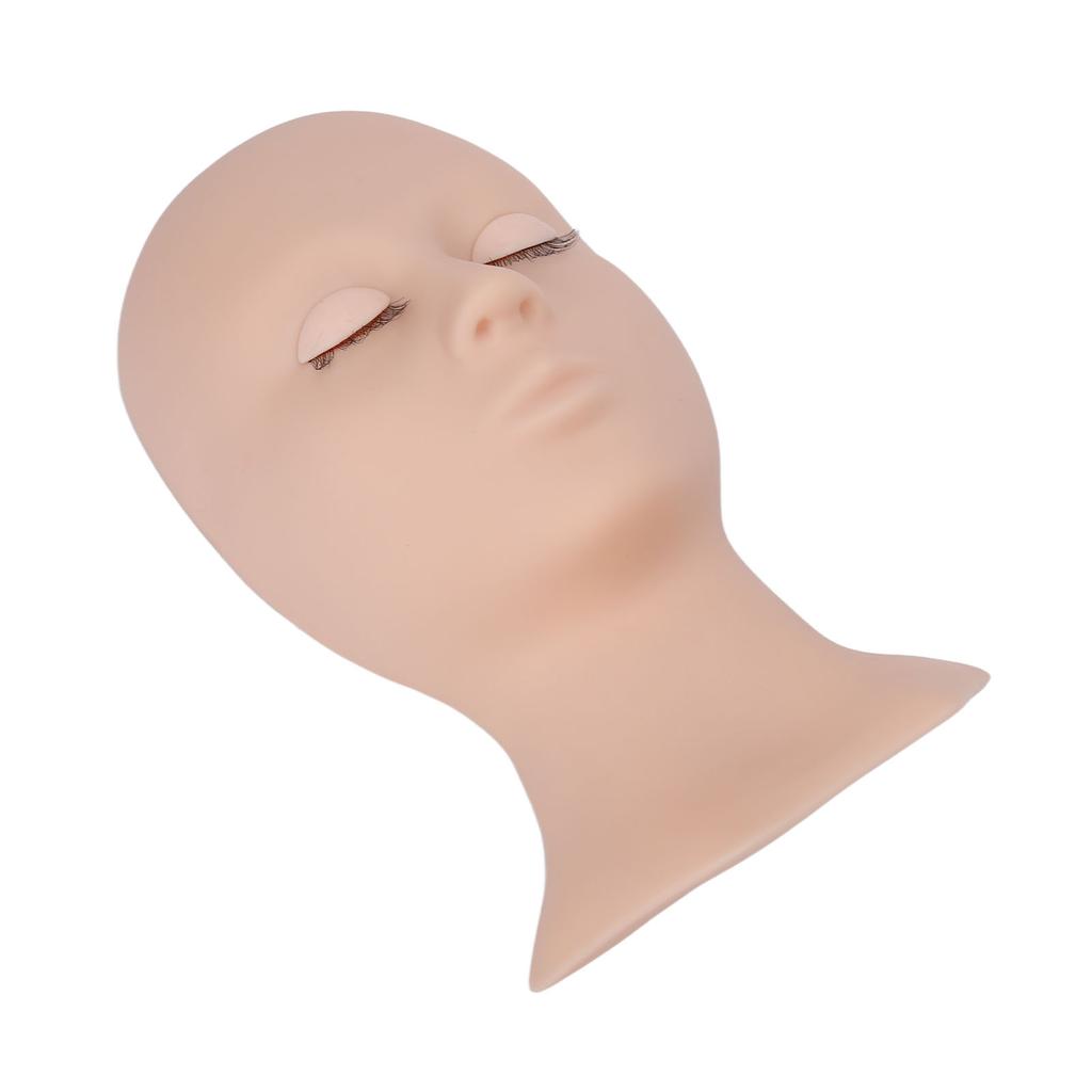 Lash Extension Practice Mannequin Head Silicone Makeup Training Head with 4 Pairs Replaceable Eyes